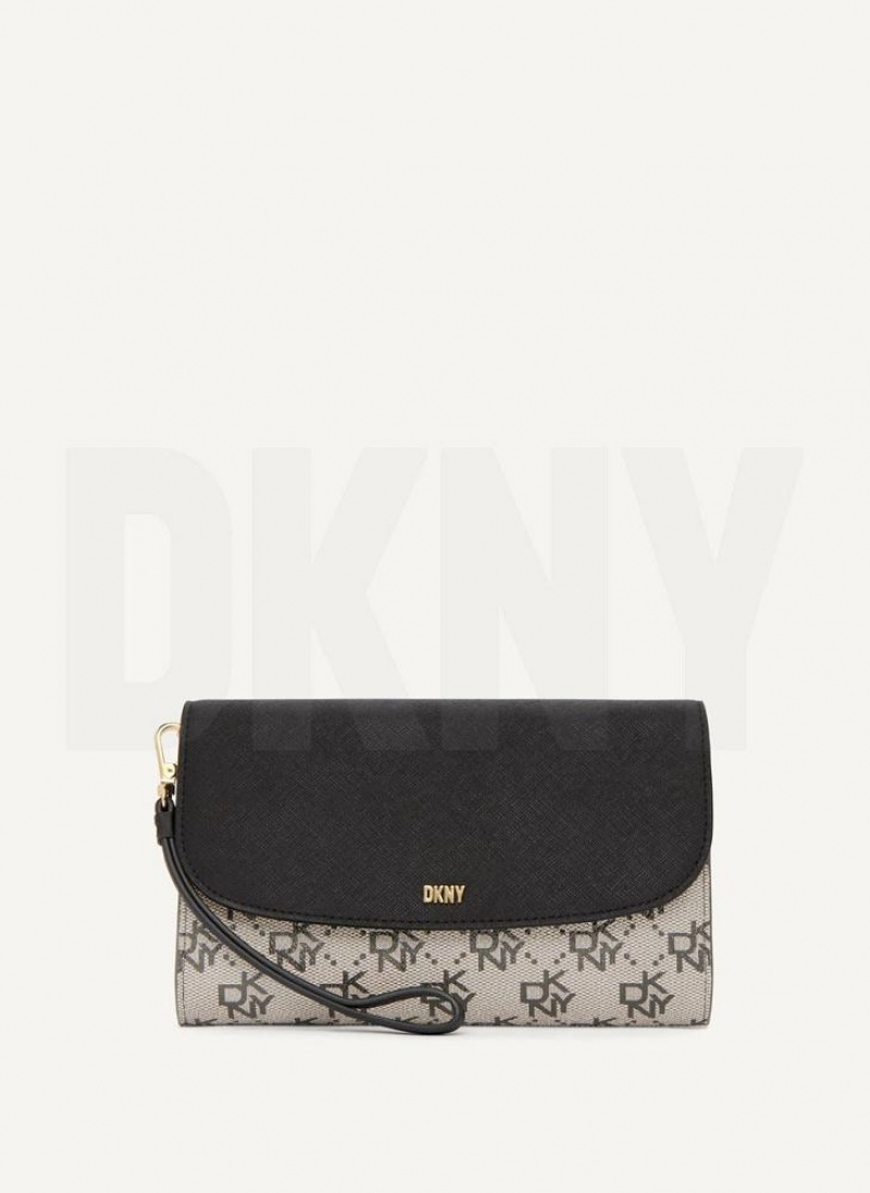 Grey / Black DKNY Sidney Chain Bags Wallets | USA-D0971