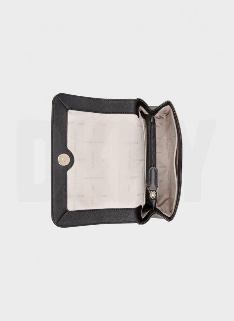 Grey / Black DKNY Sina Flap Bags Shoulder Bags | USA-D0342