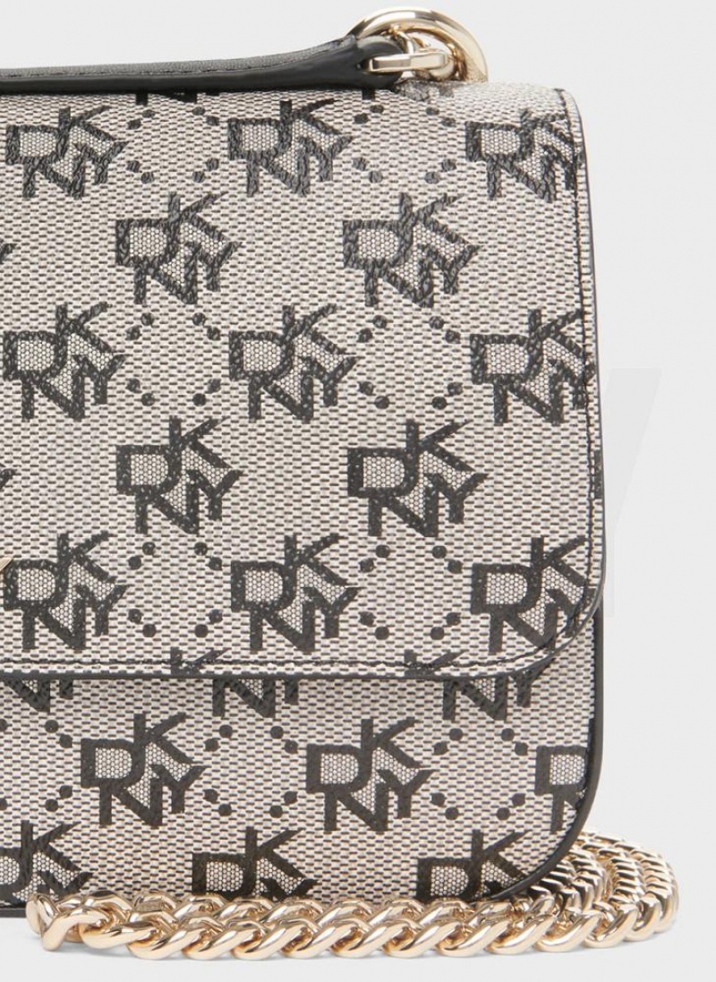 Grey / Black DKNY Sina Flap Bags Shoulder Bags | USA-D0342