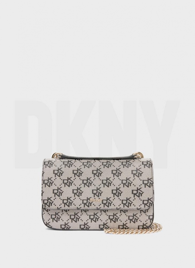 Grey / Black DKNY Sina Flap Bags Shoulder Bags | USA-D0342