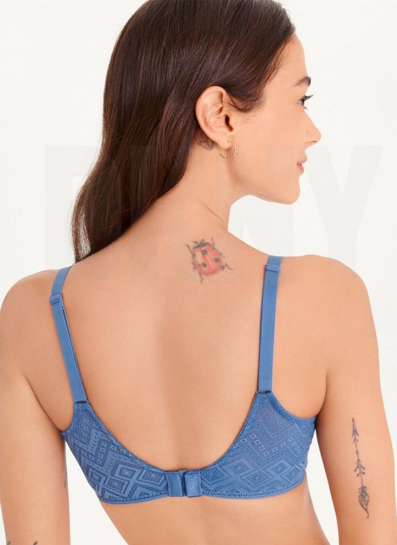 Grey / Blue DKNY Pure Lace Unlined Women's Bras | USA-D0236