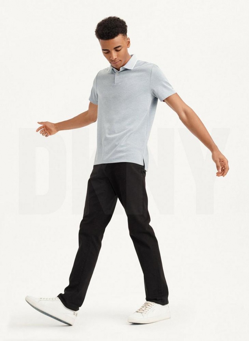 Indigo DKNY Core Pima Cotton Pique Men's Polo Shirts | USA-D0447