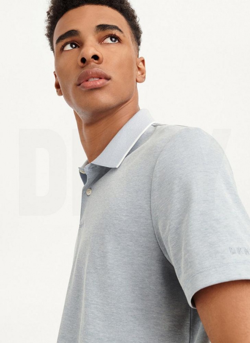 Indigo DKNY Core Pima Cotton Pique Men's Polo Shirts | USA-D0447
