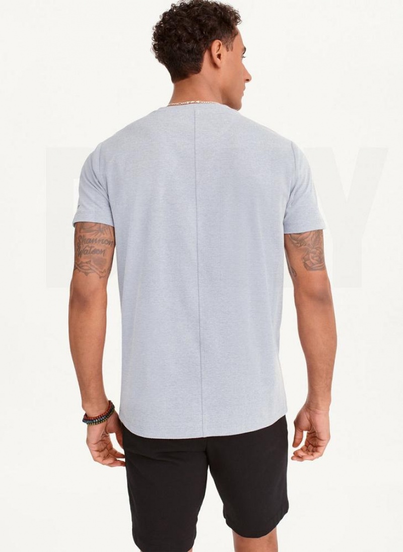 Indigo DKNY Cotton Poly Pique Men's T Shirts | USA-D1646