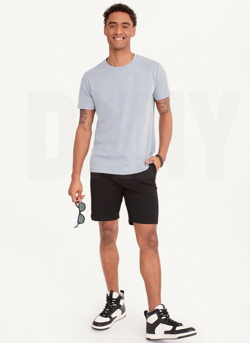 Indigo DKNY Cotton Poly Pique Men's T Shirts | USA-D1646