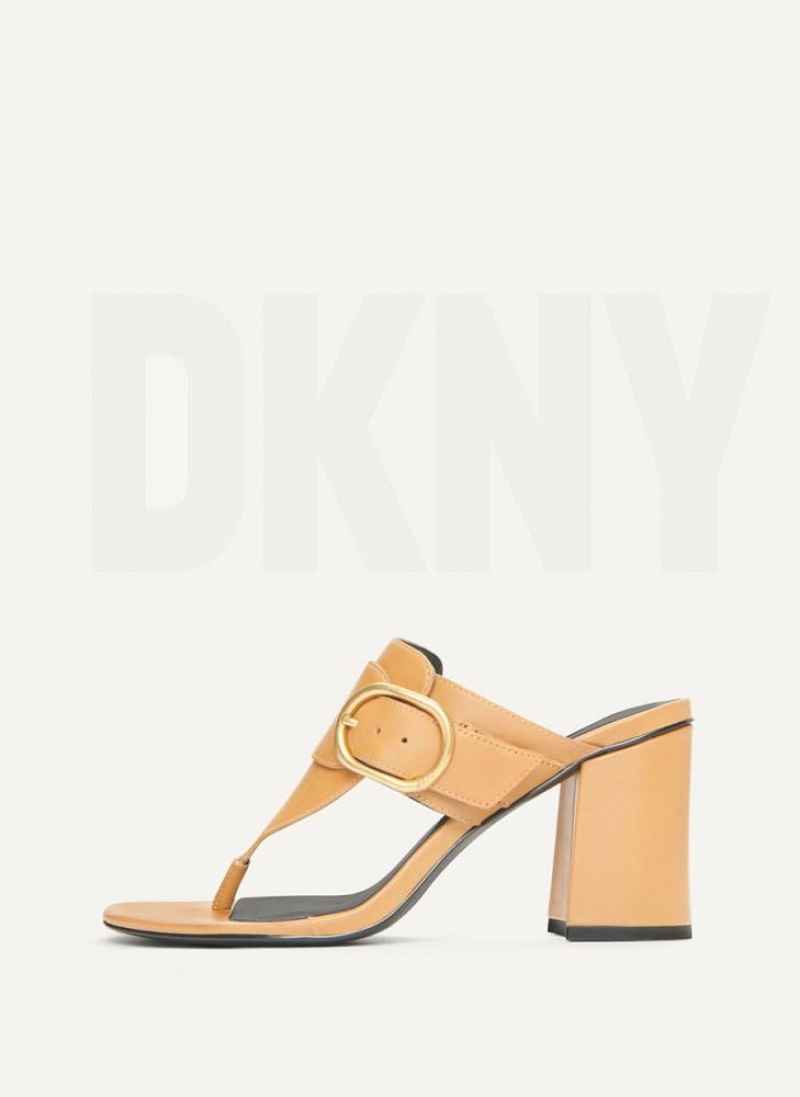 Khaki DKNY Buckled Shoes Heels | USA-D0728