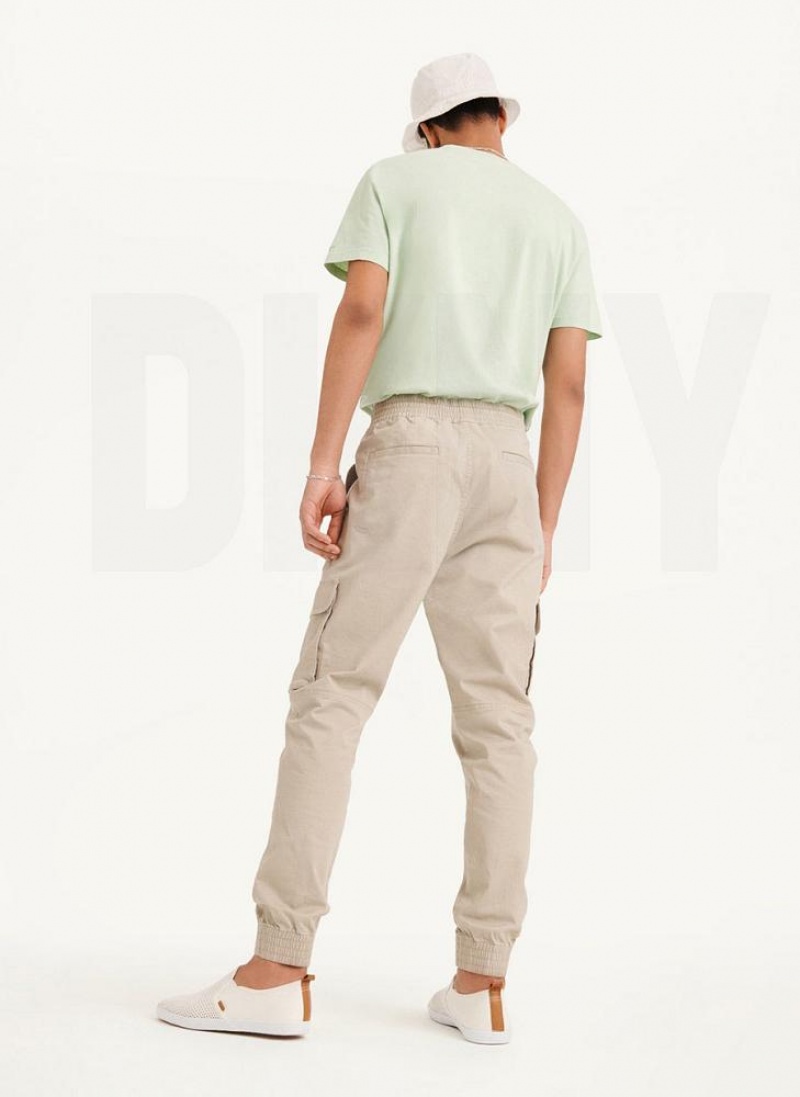 Khaki DKNY Cargo Woven Men's Joggers | USA-D0364