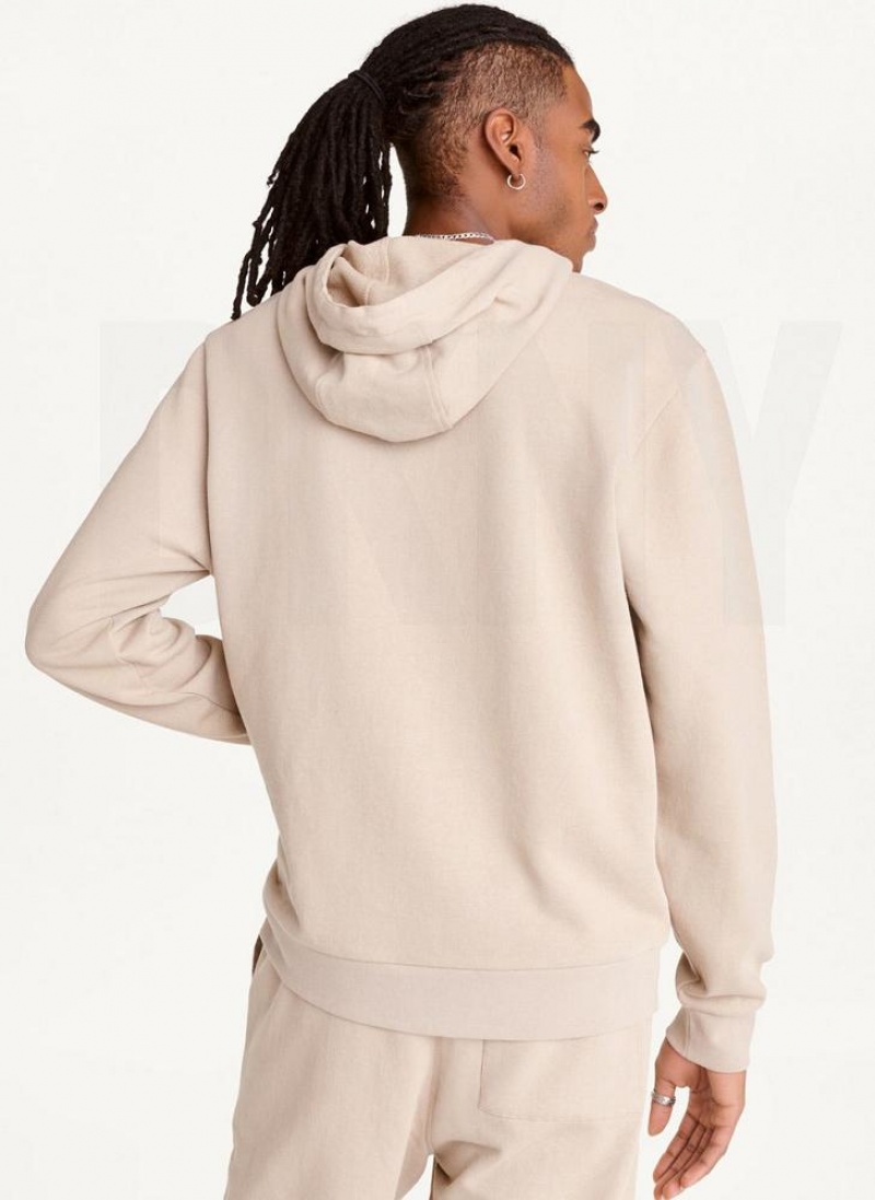 Khaki DKNY French Terry Men's Hoodies | USA-D1441