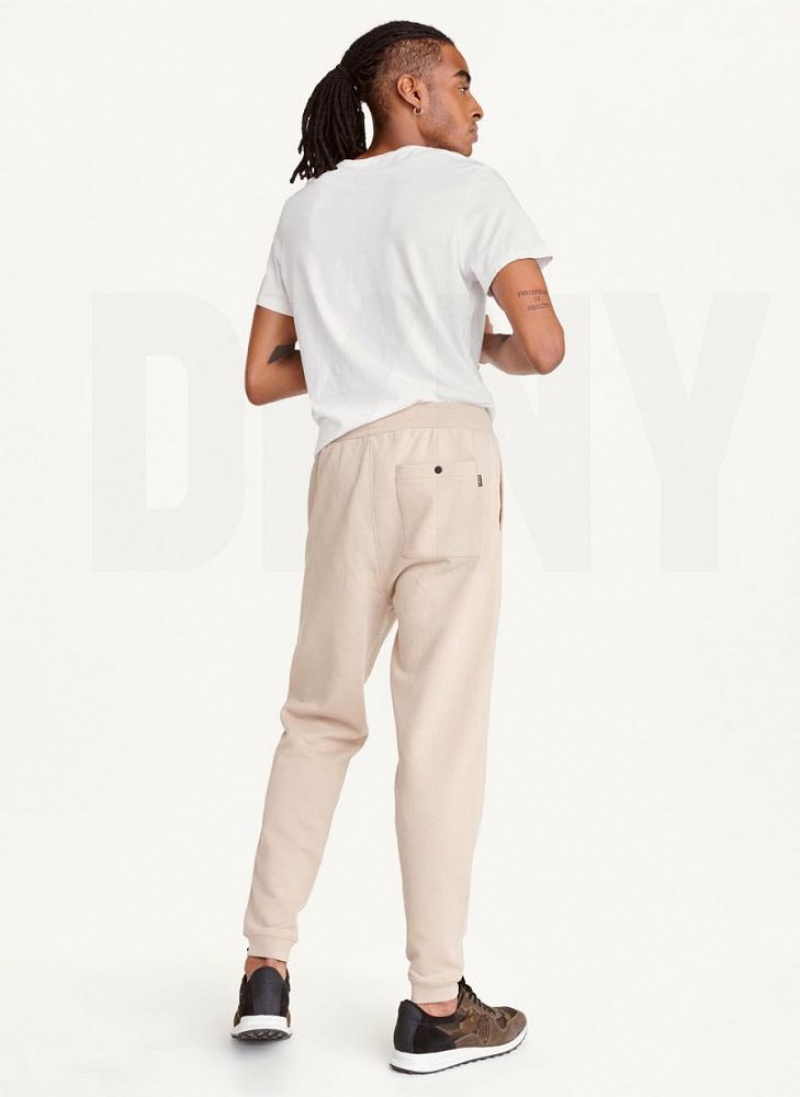 Khaki DKNY Logo Men's Pants | USA-D0343