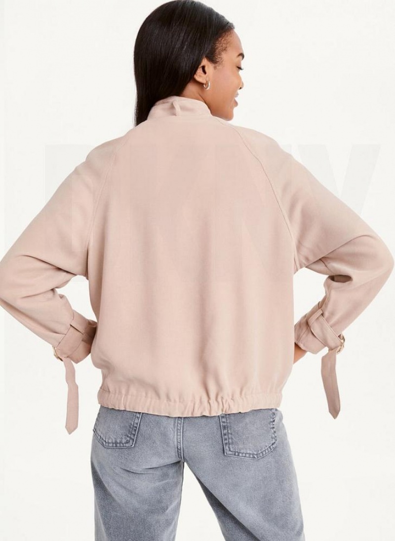 Khaki DKNY Long Sleeve Women's Jackets | USA-D0706