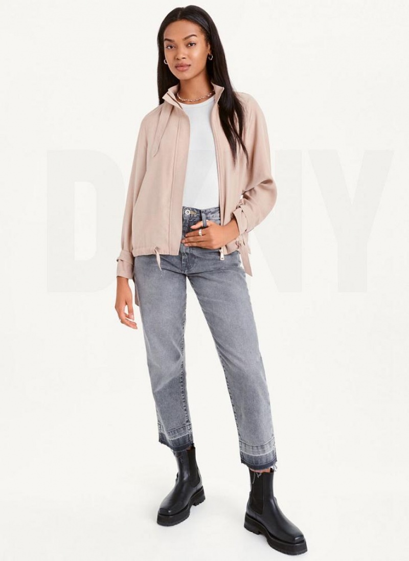 Khaki DKNY Long Sleeve Women's Jackets | USA-D0706