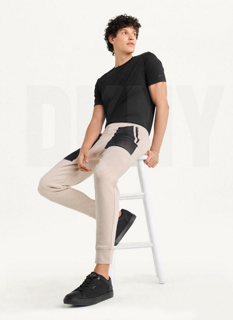 Khaki DKNY Mesh Pocket Logo Men's Pants | USA-D0216