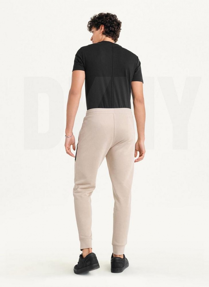 Khaki DKNY Mesh Pocket Logo Men's Pants | USA-D0216