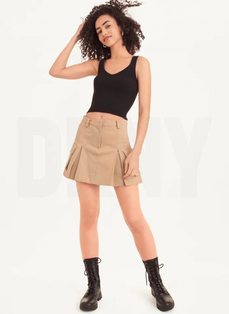 Khaki DKNY Mini Women's Skirts | USA-D0408