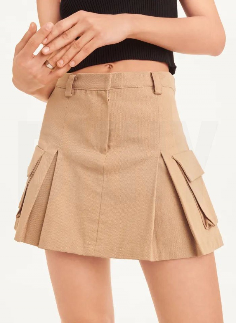 Khaki DKNY Mini Women's Skirts | USA-D0408