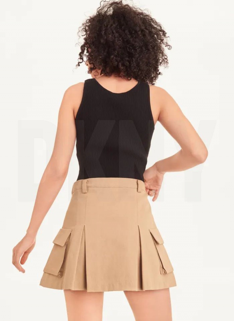 Khaki DKNY Mini Women's Skirts | USA-D0408