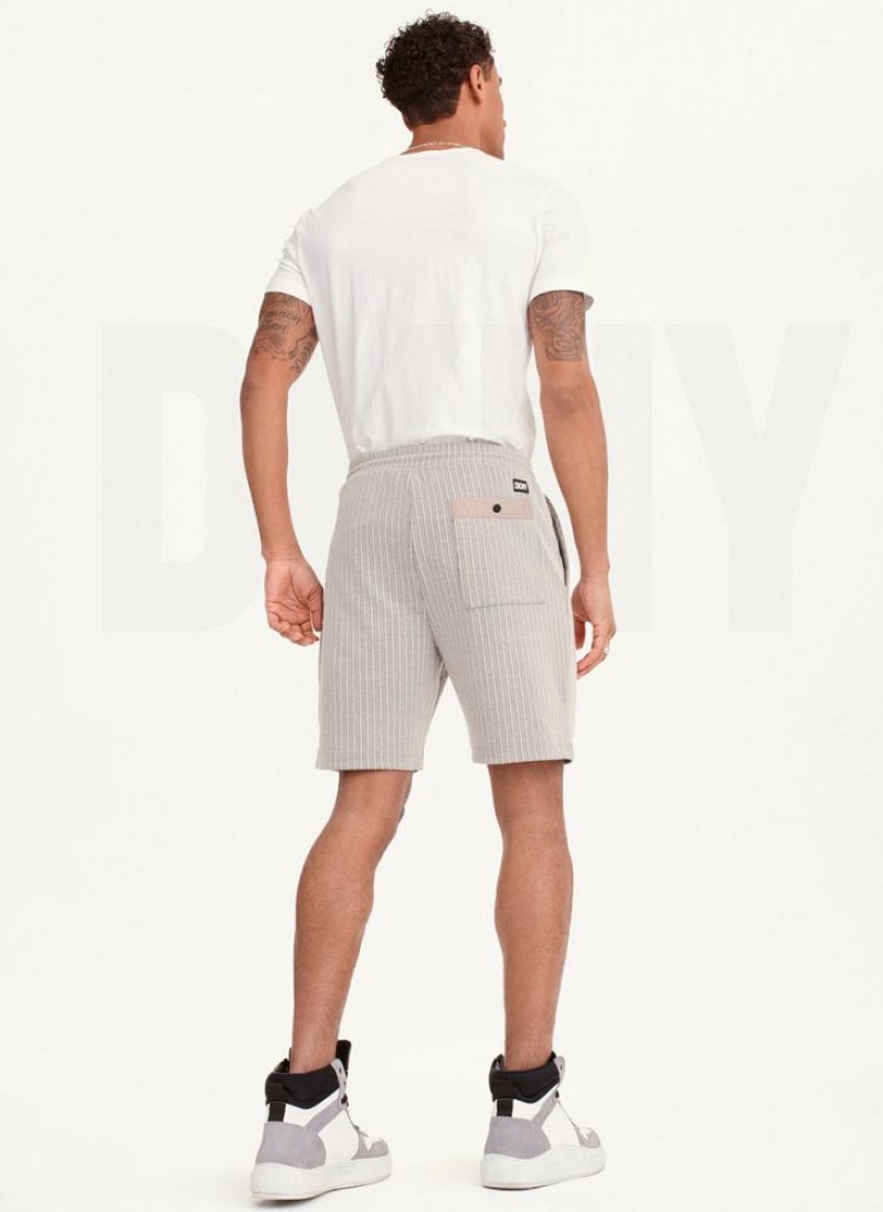 Khaki DKNY Novelty Knit Pull On Men's Shorts | USA-D0164