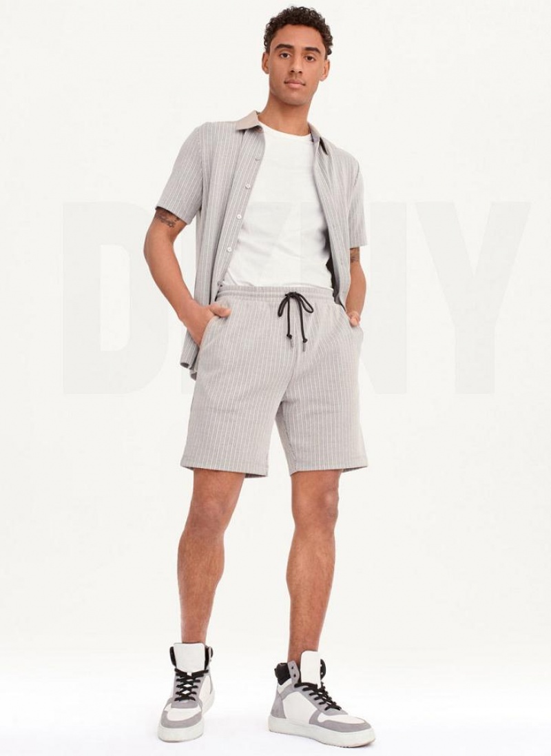 Khaki DKNY Novelty Knit Pull On Men's Shorts | USA-D0164