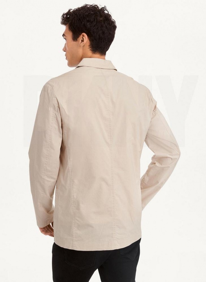 Khaki DKNY Poplin Men's Blazers | USA-D0661
