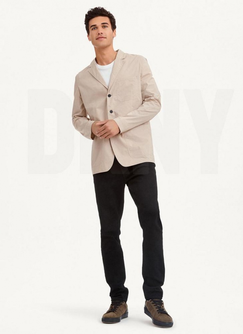Khaki DKNY Poplin Men's Blazers | USA-D0661