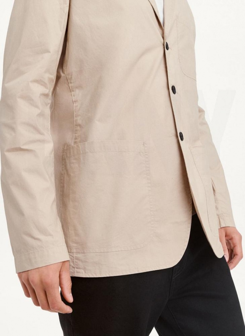 Khaki DKNY Poplin Men's Blazers | USA-D0661