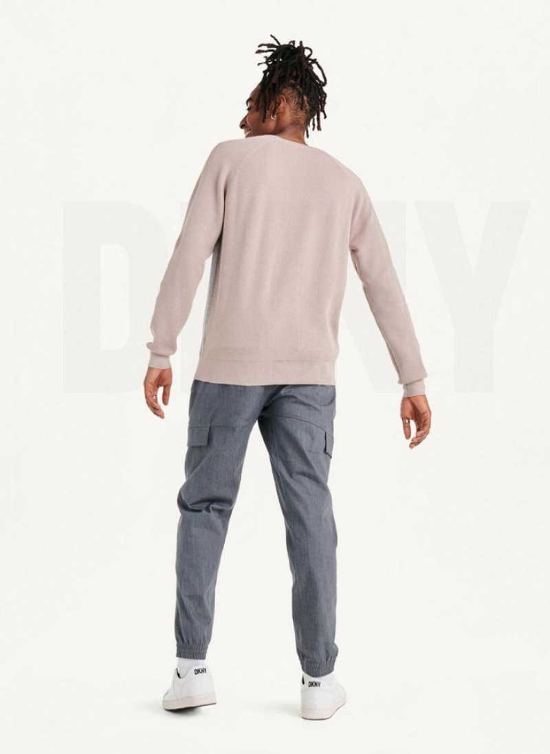 Khaki DKNY Raglan Crew Men's Sweaters | USA-D1811