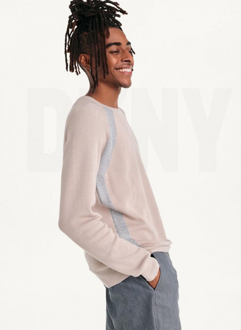 Khaki DKNY Raglan Crew Men's Sweaters | USA-D1811