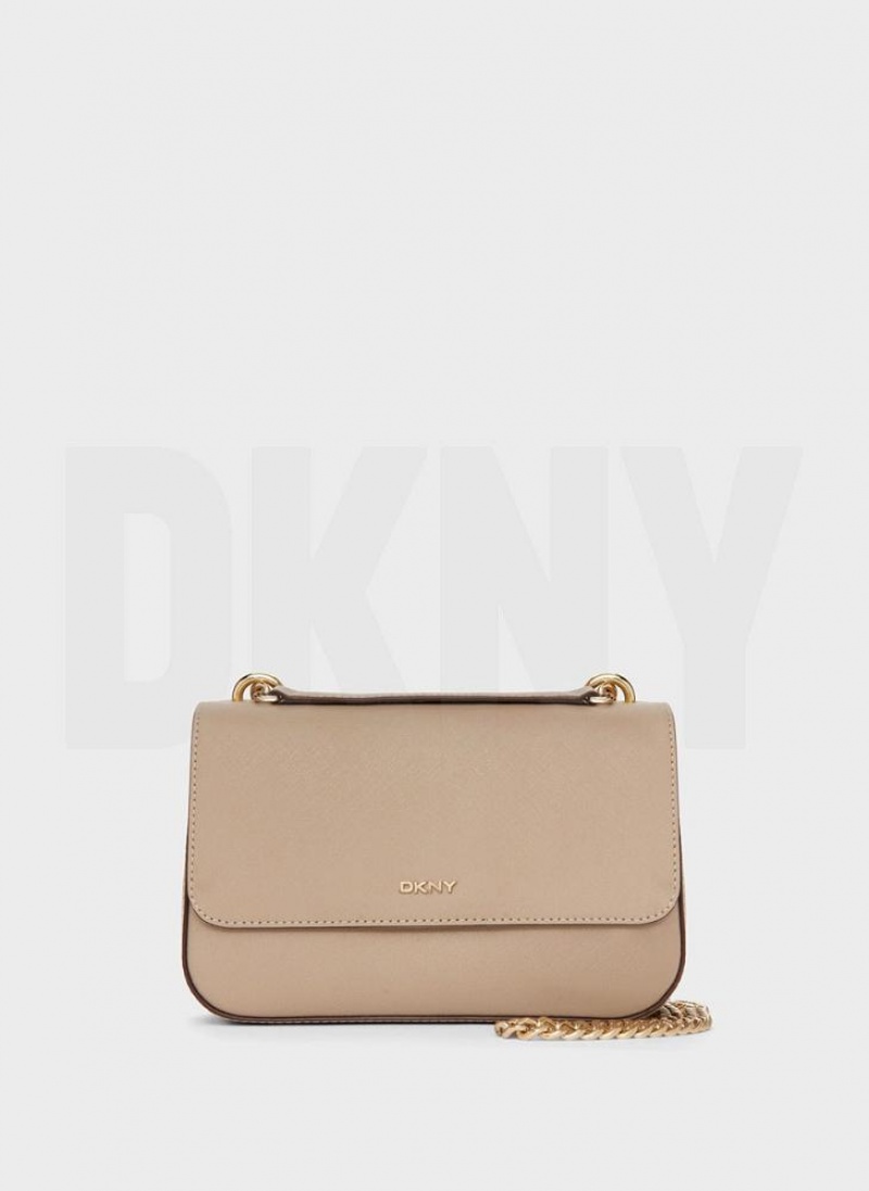 Khaki DKNY Sina Flap Bags Shoulder Bags | USA-D1452