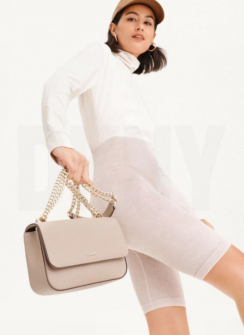 Khaki DKNY Sina Flap Bags Shoulder Bags | USA-D1452
