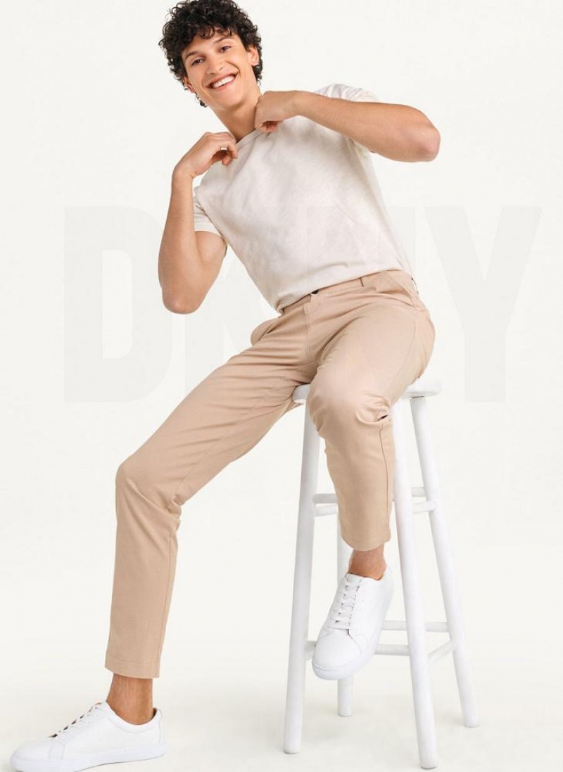 Khaki DKNY Slim Chino Men's Pants | USA-D1632