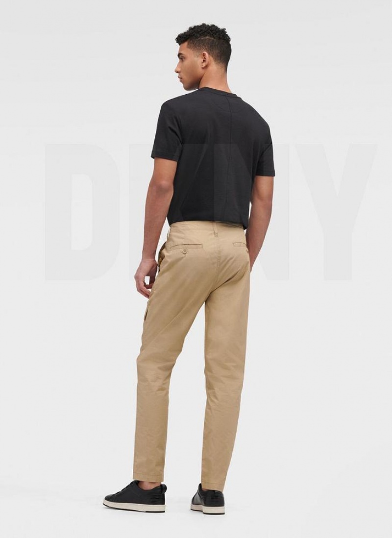 Khaki DKNY Slim Fit Cargo Men's Pants | USA-D1686