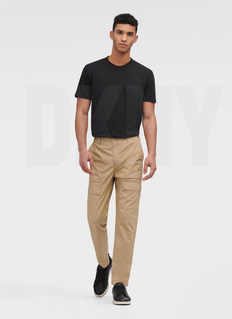 Khaki DKNY Slim Fit Cargo Men's Pants | USA-D1686