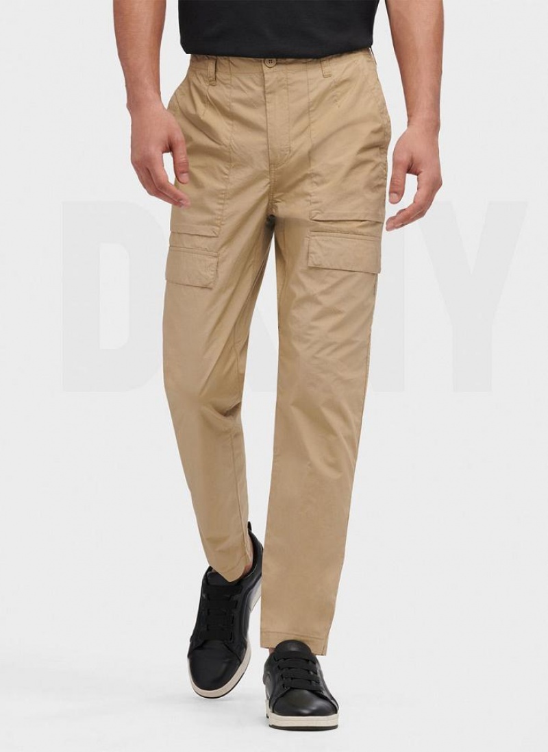 Khaki DKNY Slim Fit Cargo Men\'s Pants | USA-D1686