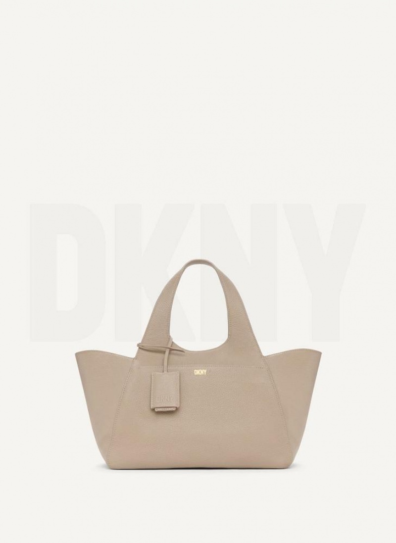 Khaki DKNY The Medium Effortless Bags Tote Bags | USA-D1042