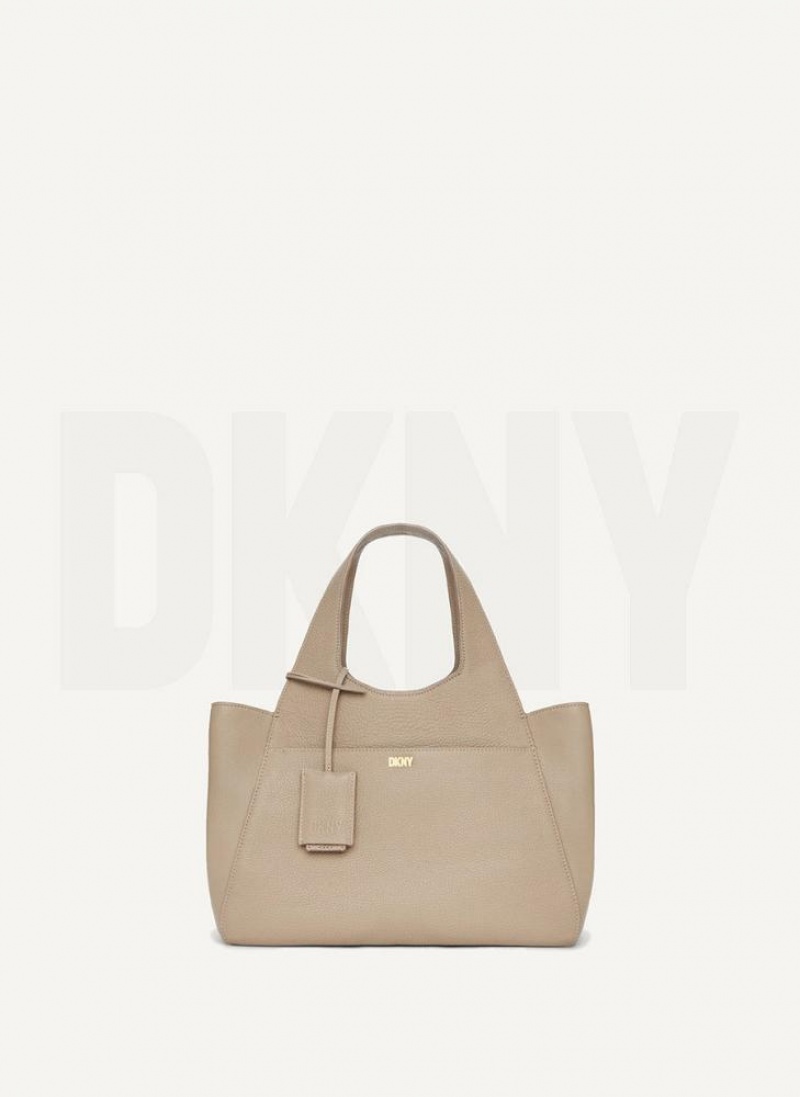 Khaki DKNY The Medium Effortless Bags Tote Bags | USA-D1042