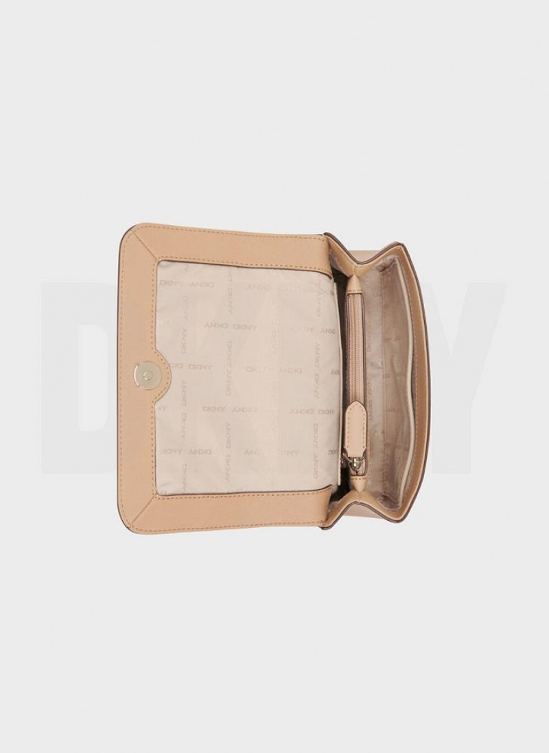 Khaki / Brown DKNY Sina Flap Bags Shoulder Bags | USA-D1126