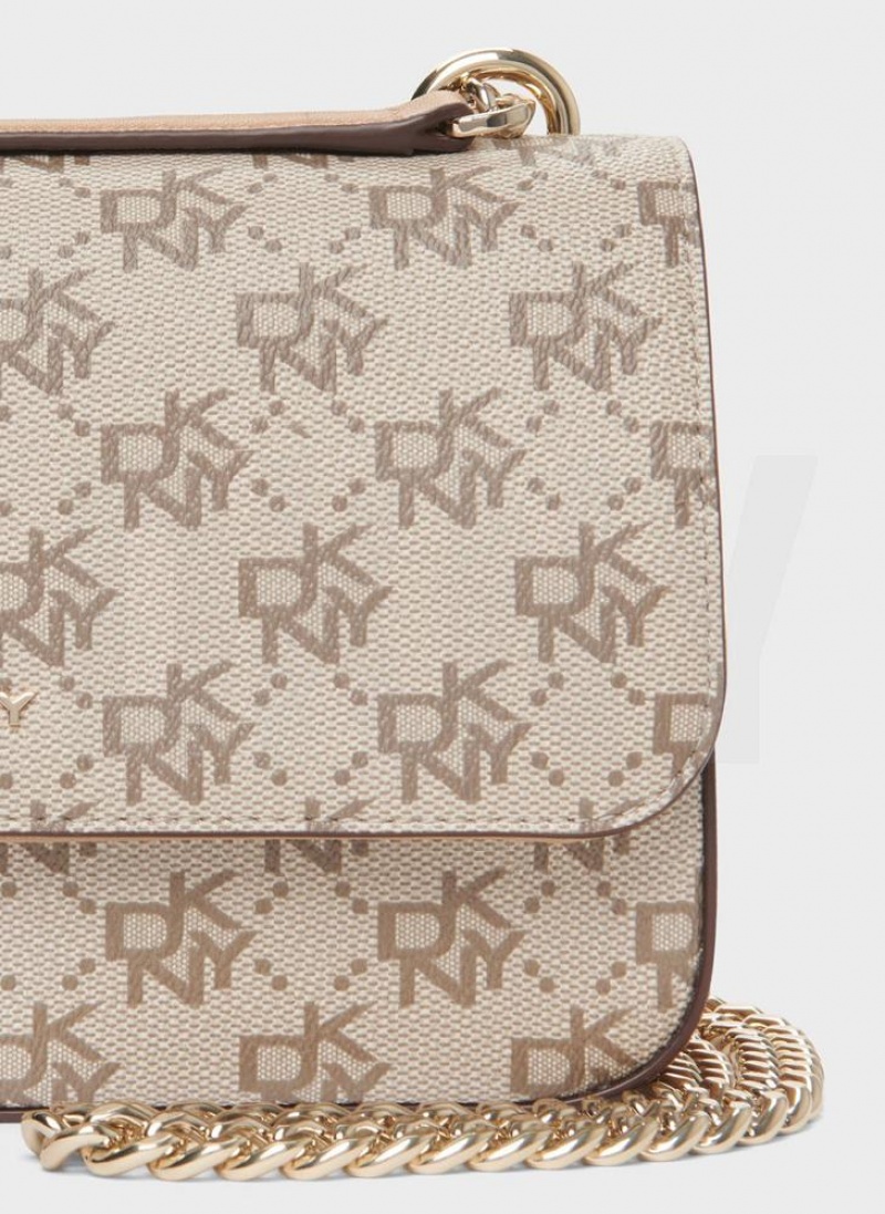 Khaki / Brown DKNY Sina Flap Bags Shoulder Bags | USA-D1126
