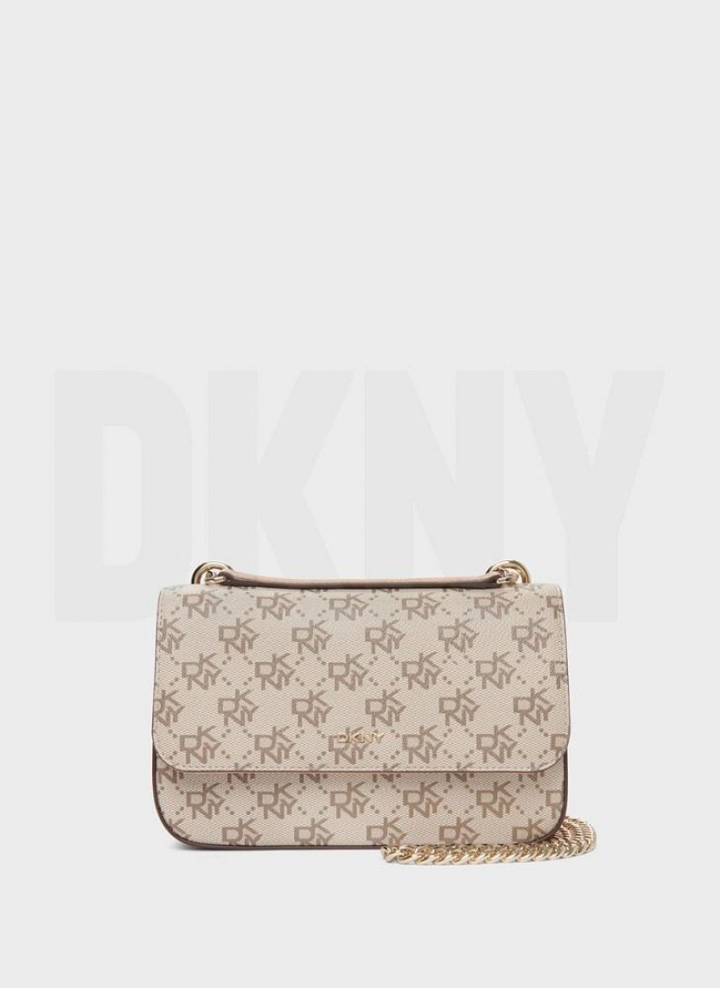 Khaki / Brown DKNY Sina Flap Bags Shoulder Bags | USA-D1126