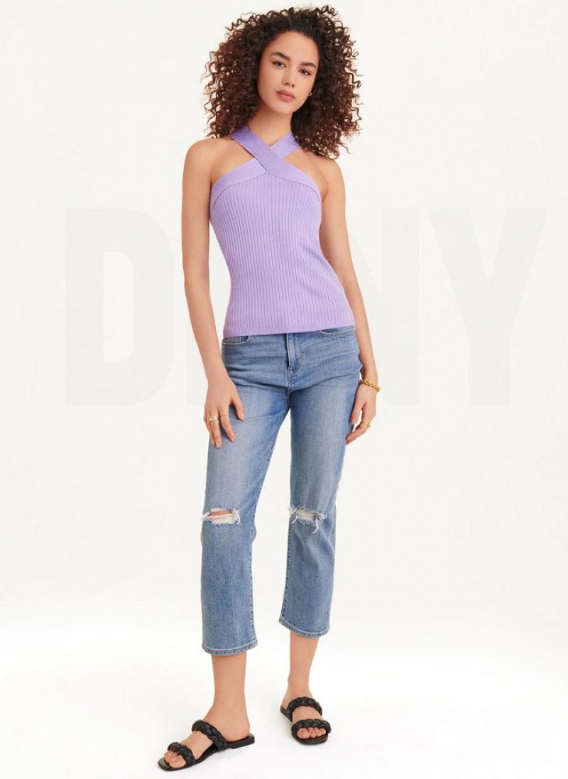 Lavender DKNY Sleeveless Crossover Women's Sweaters | USA-D1862