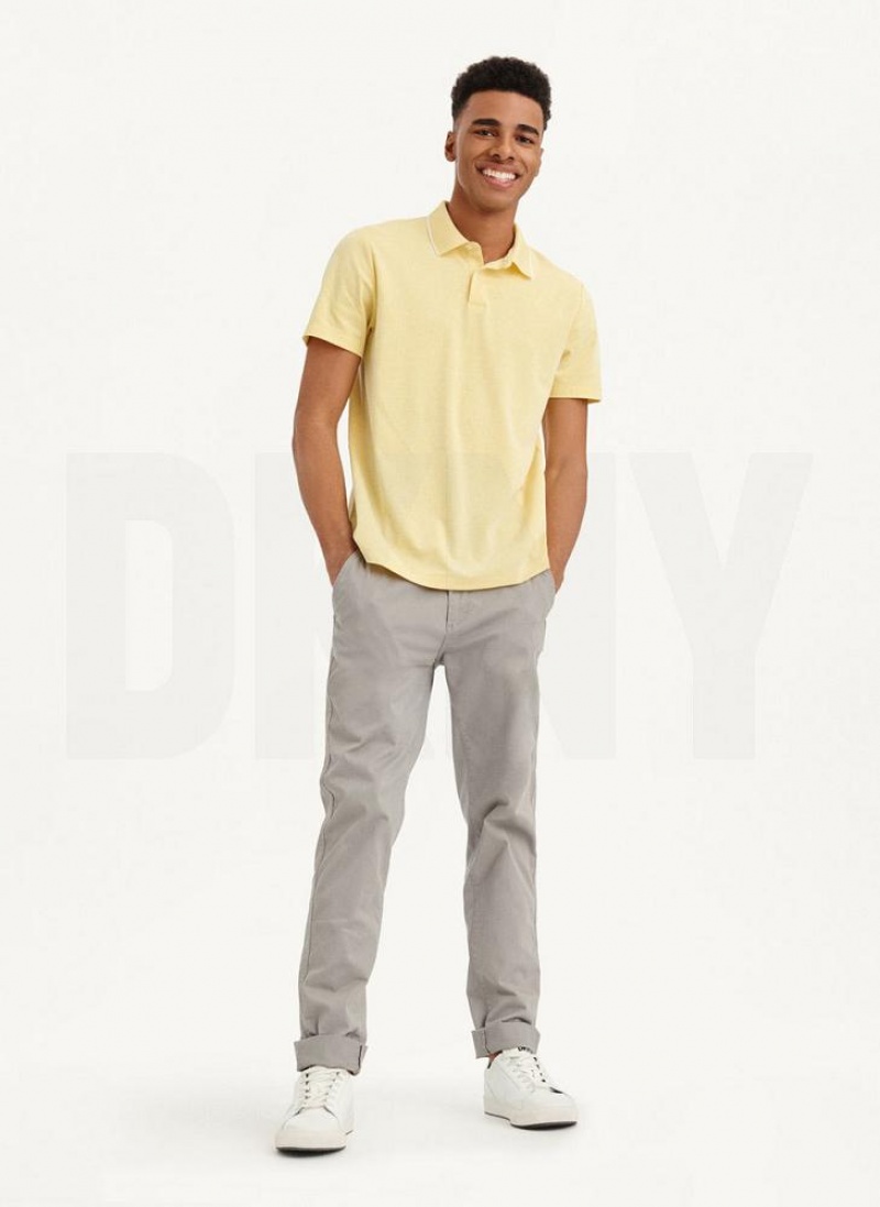 Lemon DKNY Core Pima Cotton Pique Men's Polo Shirts | USA-D0839