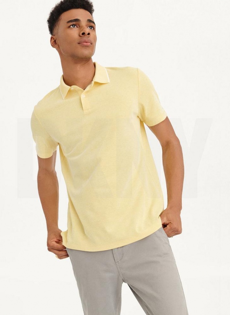 Lemon DKNY Core Pima Cotton Pique Men's Polo Shirts | USA-D0839