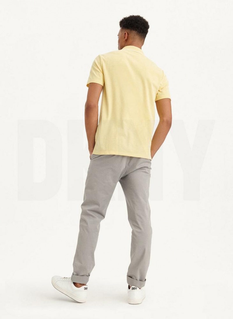 Lemon DKNY Core Pima Cotton Pique Men's Polo Shirts | USA-D0839
