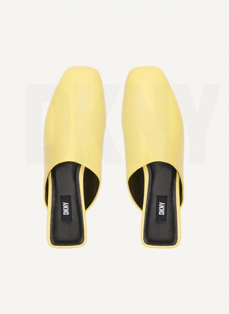 Lemon DKNY Flat Shoes Slides | USA-D1458