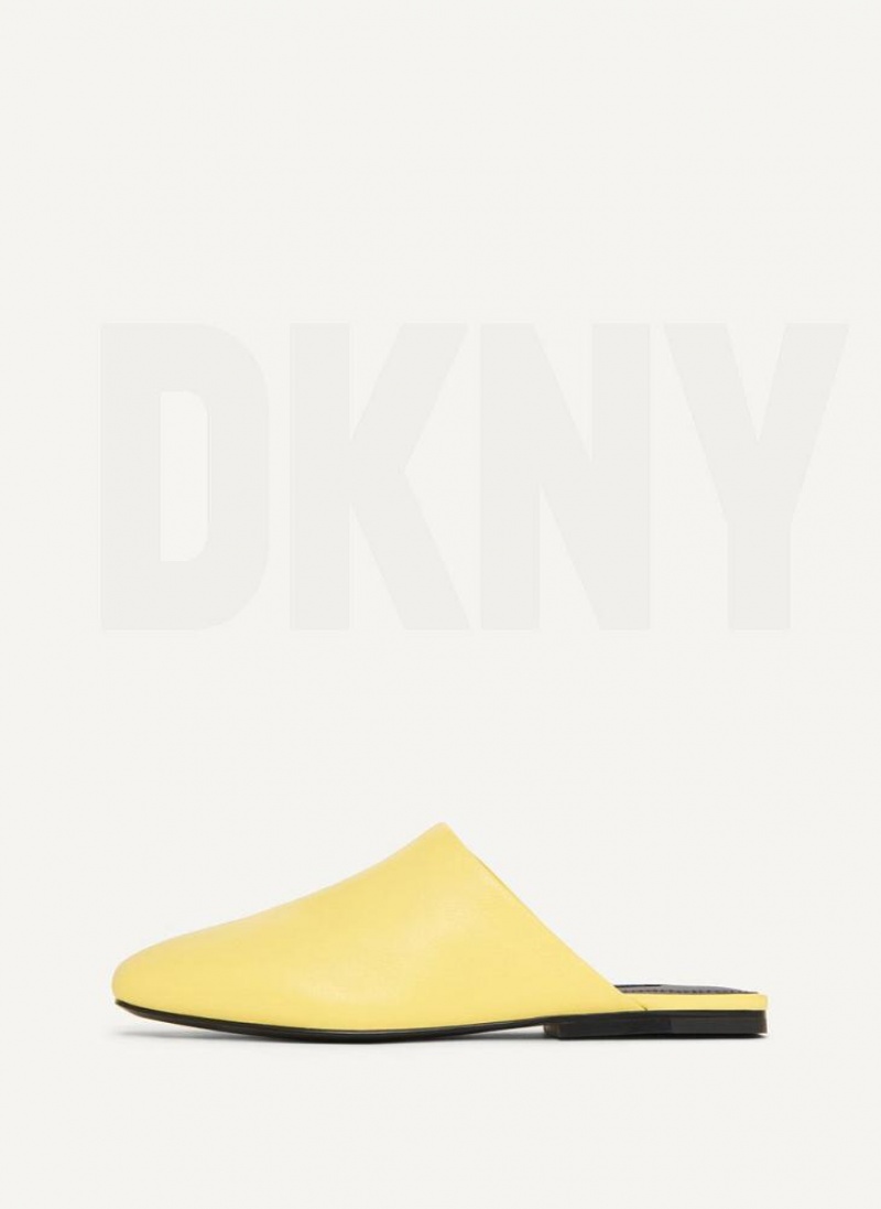 Lemon DKNY Flat Shoes Slides | USA-D1458
