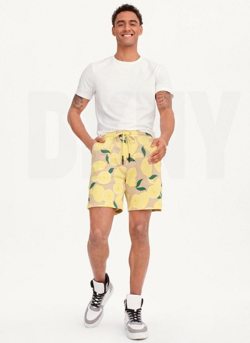 Lemon DKNY Lemon Print Pull On Men's Shorts | USA-D1402