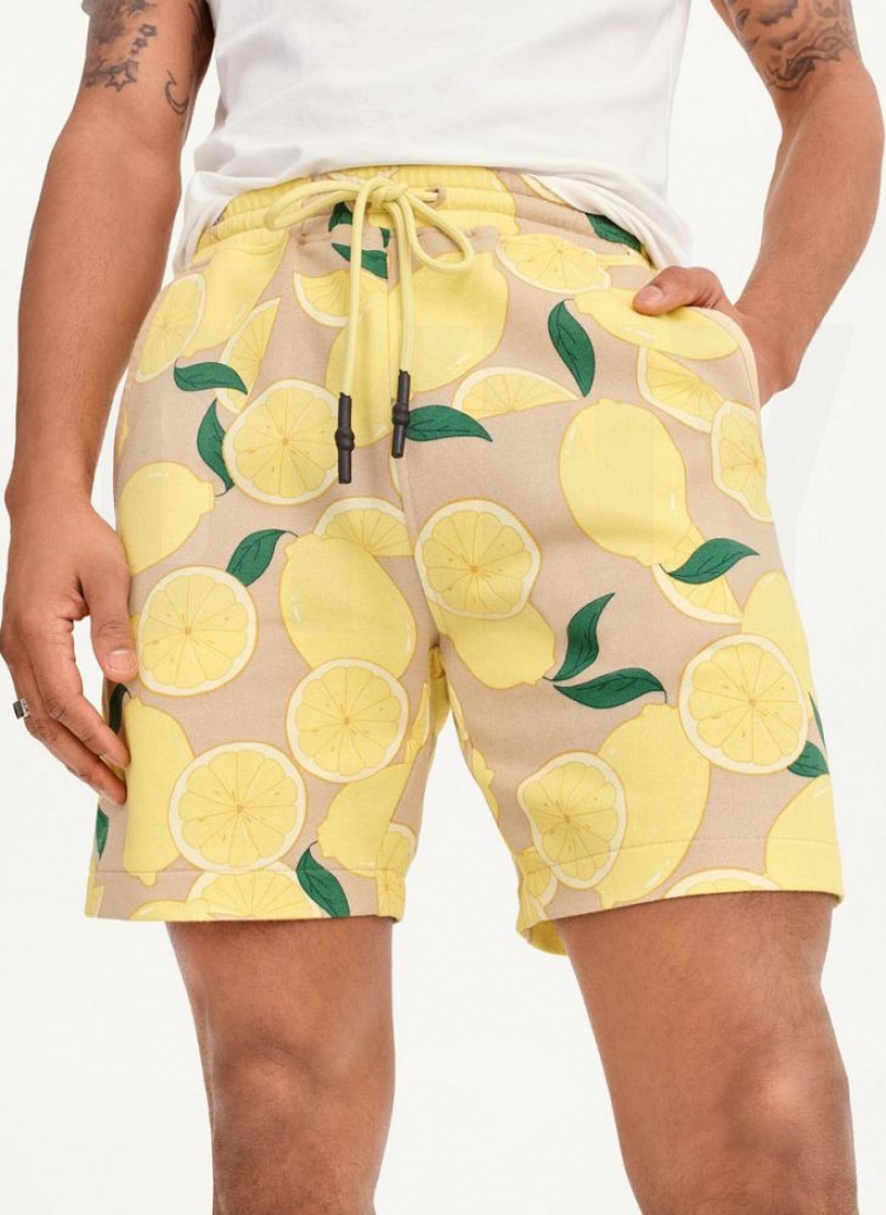 Lemon DKNY Lemon Print Pull On Men\'s Shorts | USA-D1402