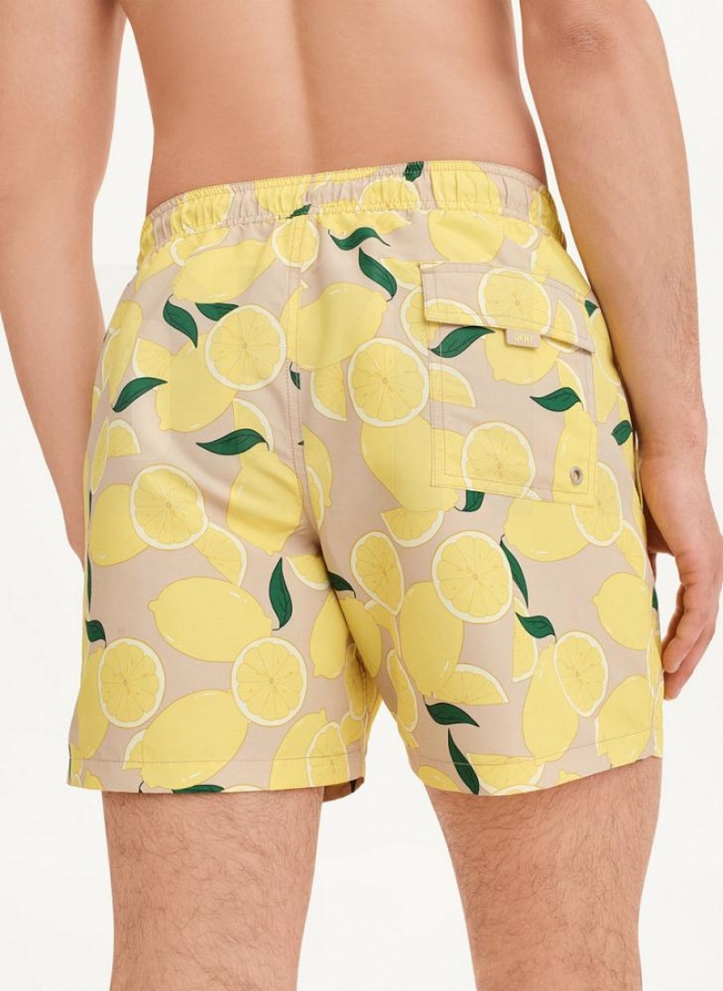 Lemon DKNY Lemon Print Swims Men's Shorts | USA-D0199