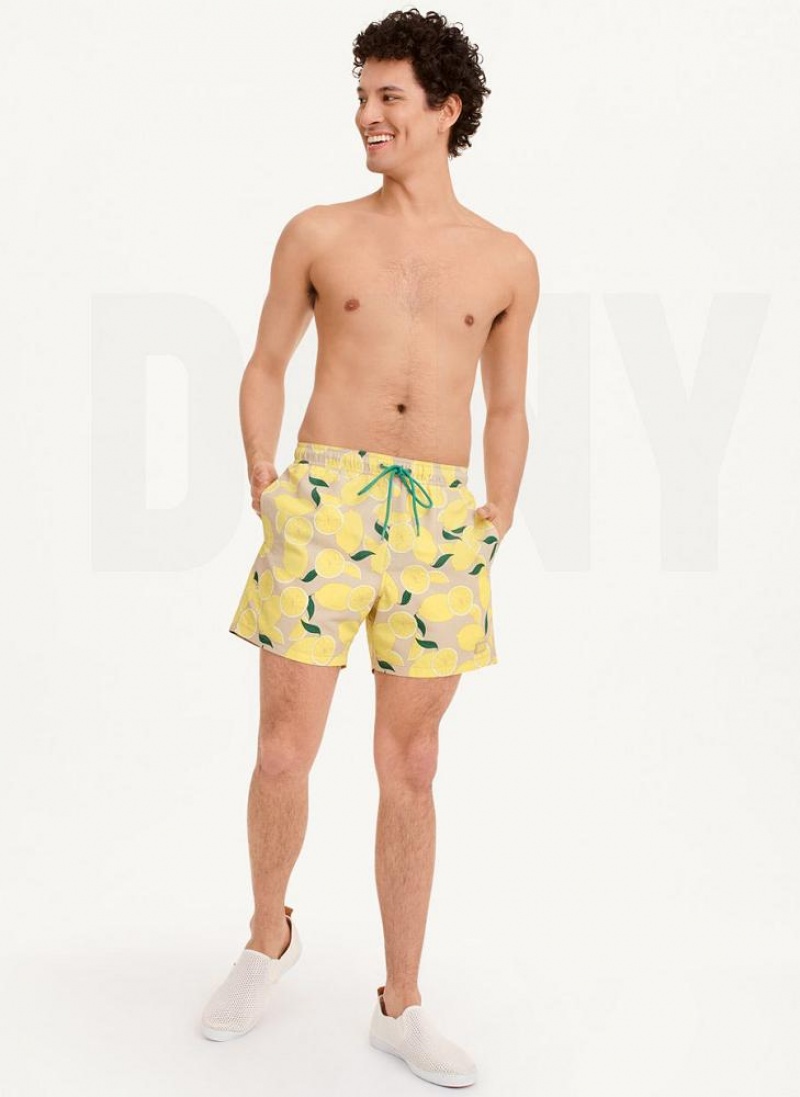Lemon DKNY Lemon Print Swims Men's Shorts | USA-D0199