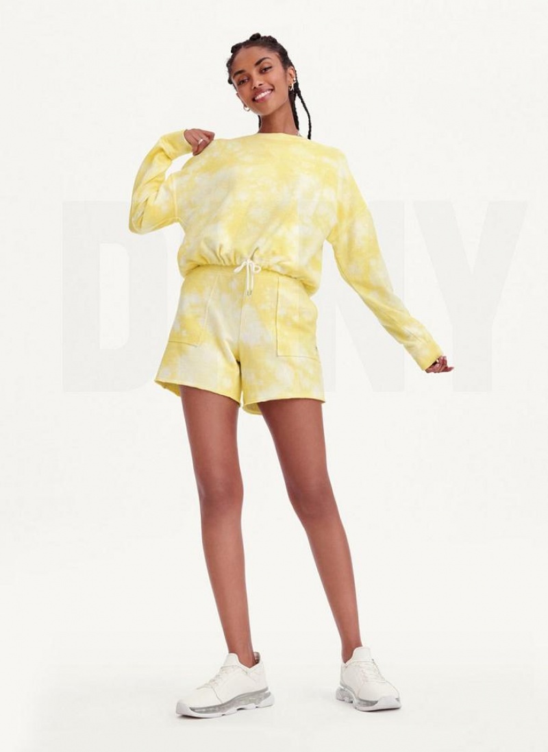 Lemon DKNY Tie Dye Crew Neck Pullover With Tie Women's Sweatshirts | USA-D0203