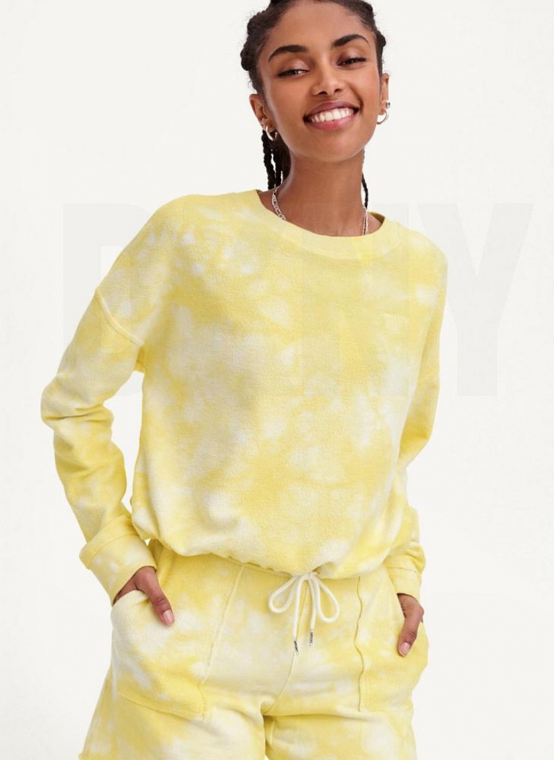 Lemon DKNY Tie Dye Crew Neck Pullover With Tie Women's Sweatshirts | USA-D0203